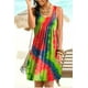 thumbnail image 2 of Vestido Corto Con Estampado Tie-Dye Vestido Sin Mangas Plisado, Amarillo Fluorescente, M seitruly AP002087-26, 2 of 7