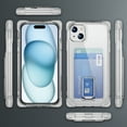 thumbnail image 3 of Design for iPhone 14 Case with Card Holder, Wallet Ring Holder Kickstand Case Clear Slim Four Corner Enhanced Protective Cover Anti-Scratch Shockproof Phone Card Case for iPhone 14, Clear, 3 of 8