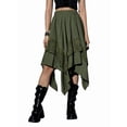 thumbnail image 3 of Women'S Renaissance Flowy Fairy Skirt Y2k Contrast Lace Layered Asymmetrical Midi Skirts Olive Green XL, 3 of 9