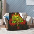 thumbnail image 2 of PUREYAH Travel Throw Blanket for Couch, Red Skeleton Ace Print Lightweight Fluffy Flannel Outdoor Blanket, Microfiber Warm Blankets for Bed Long Flight Camping 60"x50" Inch, 2 of 6