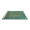 thumbnail image 2 of Ahgly Company Machine Washable Indoor Square Persian Turquoise Blue Traditional Area Rugs, 3' Square, 2 of 4