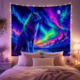 thumbnail image 2 of Cosmic Wolf Under Aurora Borealis Mystical Fantasy for Wildlife Fans Fantasy Forest Art Halloween Gift Tapestry Wall Hanging for Bedroom, Living Room and Dorm, 2 of 7