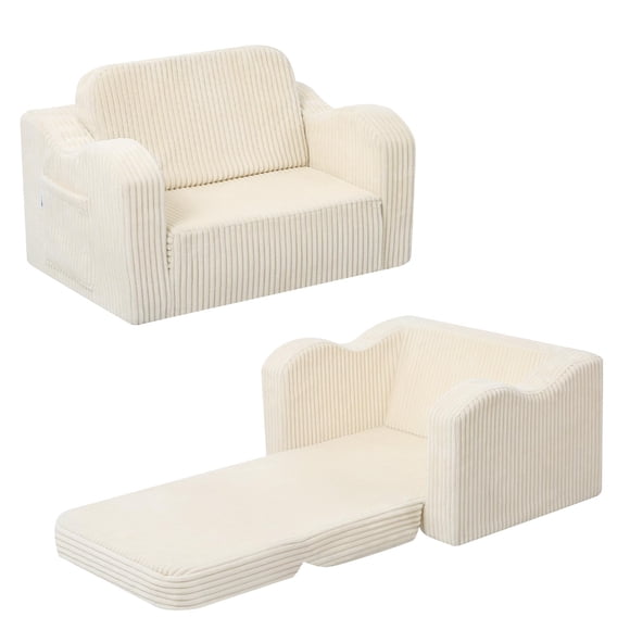 Silla para Niños MeMoreCool 2 en 1, sofá cama plegable para niños, beige