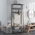 thumbnail image 2 of Simple Hallway Coat & Shoe Rack, Iron & MDF Entryway Organizer with Hooks & Shelves, Single/Double Hook Options, 2 of 7