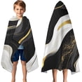 thumbnail image 3 of Black and Gold Marble Layered Waves Pattern Hooded Bath Towel，50"x30" for Ages 3 To 12 Kids, Quick Dry Lightweight Soft Microfiber Hood Beach Towel Cover Up for Kids, 3 of 7