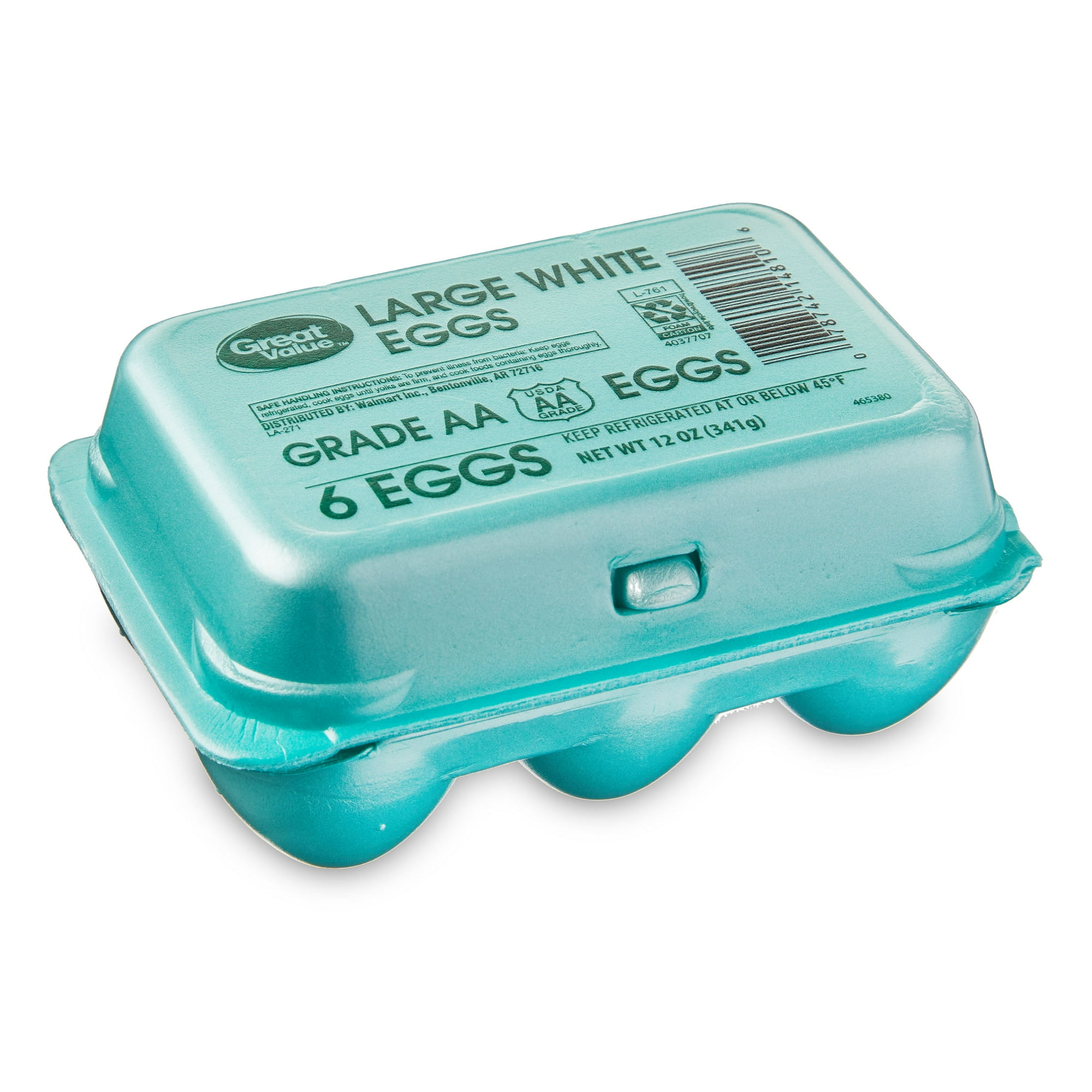 Great Value Large White Eggs, 6 Count