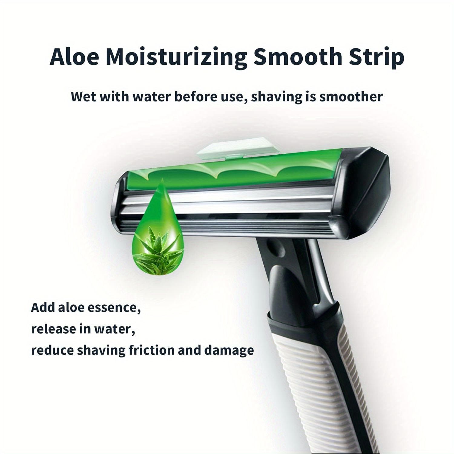 Razors for men Shaving, 2-Blade mens Razor Includes 1 Handles and 30 Replaceable razor head, Non-Slip Travel Carry Shaver for men Pack