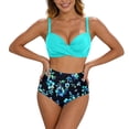 thumbnail image 2 of Women High Waisted Bikini Sets Two Piece Swimsuits Floral Print Bikini Swimwear Tankini Top With Bottoms 2 Piece Bathing Suits L, 2 of 5