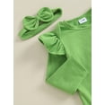 thumbnail image 5 of Suealasg Baby Girls Saint Patrick's Day Outfits 3M 6M 9M 12M 18M Solid Color Long Sleeve Romper Bear Embroidery Overall Dress Headband Set 3 Piece Spring Ireland Festival Clothing for Toddler Girls, 5 of 9