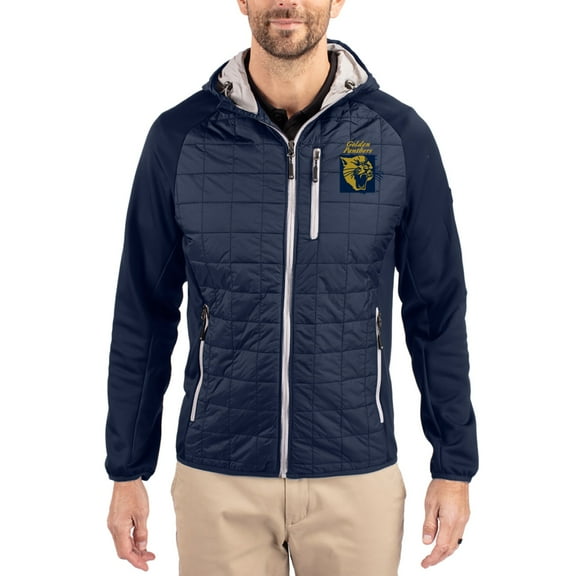 Men's-Cutter & Buck  Navy FIU Panthers Rainier Eco Hybrid PrimaLoft Raglan Full-Zip Jacket