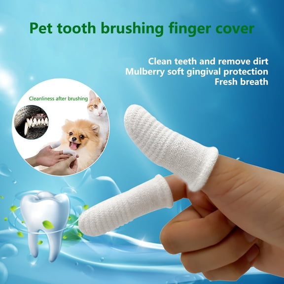 Pet Finger Toothbrush 2 Pack, Dog Cat Oral Cleaning Tool for Teeth Gums, Soft Breathable Fabric for Tartar Plaque Removal, Periodontal Disease Prevention and Fresh Breath Care