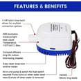 thumbnail image 5 of Delaman 1100GPH Automatic Submersible Boat Bilge Water Pump with Float Switch for Boat, 5 of 7
