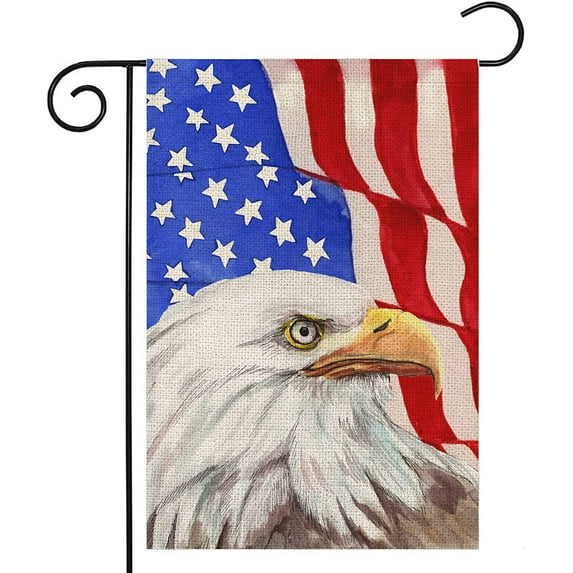 4th of July Eagle Garden flag 12x18 Double Sided,Patriotic Eagle with American Flag Small Yard Flags for Memorial Day,Independence Day,Veteran Day Decoration for Summer Farmhouse Holiday Outdoor