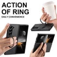 thumbnail image 2 of for Samsung Galaxy Z Fold 5 Case, PU Leather Back + TPU Frame, 360° Rotating Ring Bracket Strong Magnetic, Wireless Charging Compatible, Ultra Slim Protective Case for Samsung Galaxy Z Fold 5, Black, 2 of 5