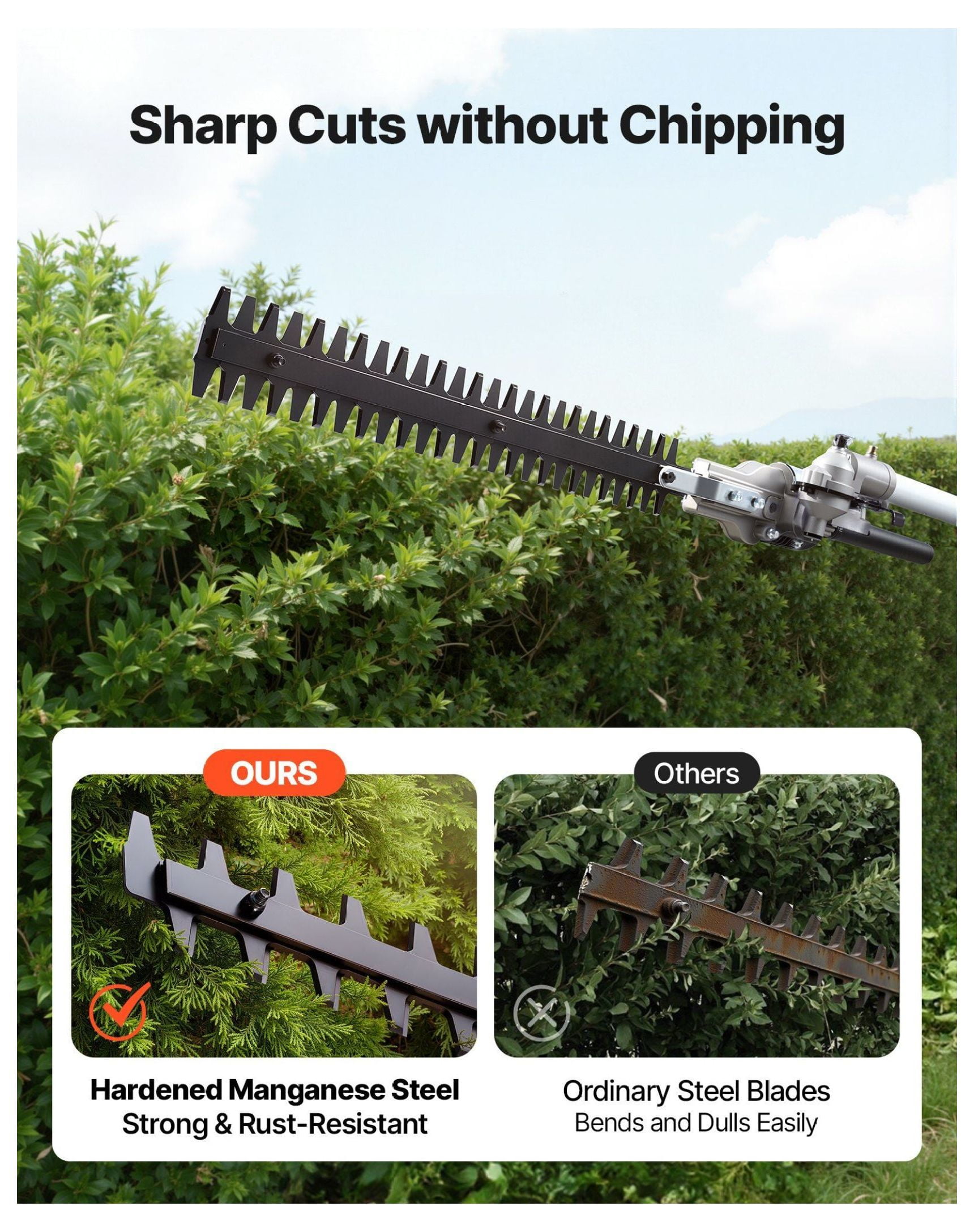 Gas Hedge Trimmer 26cc 4-in-1 Multi-Tool - String Trimmer, Edger, Brush Cutter Set with Safety Gear