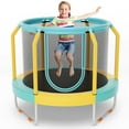thumbnail image 1 of Costway 48" Mini Trampoline with Enclosure Heavy-Duty Metal Frame U-shaped Legs Yellow, 1 of 8