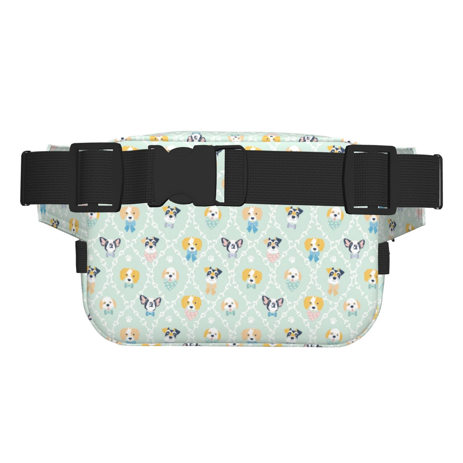 Picia Different Breeds of Dogs Print Square Double-Layer Waist Bag Mini Adjustable Waist Belt Bag Exercise Running Travel Hiking