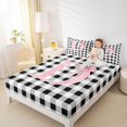 thumbnail image 2 of Manfei Dreamy Bowknot Initial D Fitted Sheet Queen,Classic Grid Geometric Bedding,3 Pieces,1 Fitted Sheet and 2 Pillowcases, 2 of 6