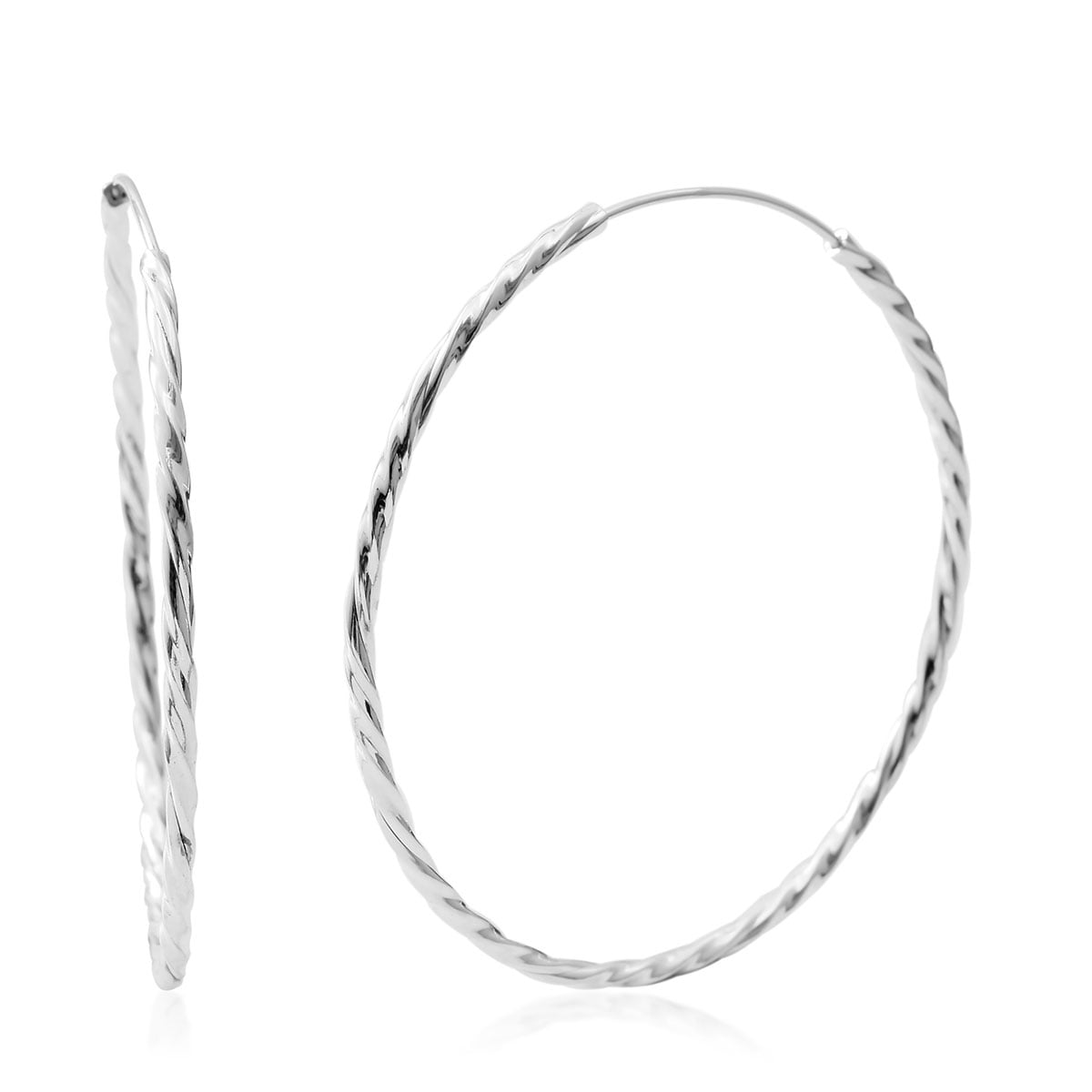 Shop LC Women Elegant Earrings Silver Hoop