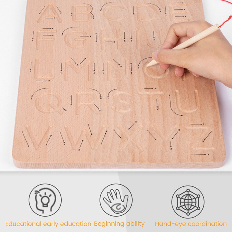 Double-Sided Wooden Number Alphabet Tracing Board w/ Stylus - Groove Board  - Preschool Toddler Sensorial Phonics - Montessori Waldorf - My Gifted  Education