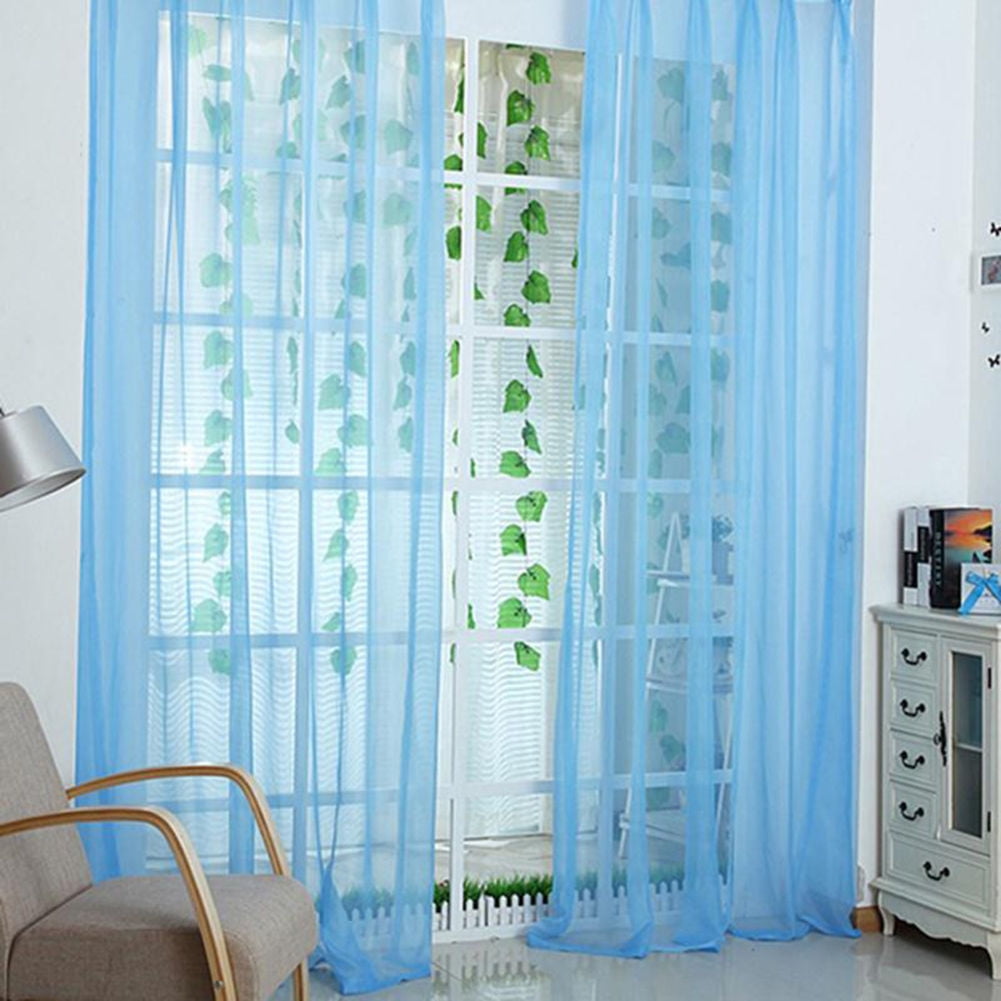ASide BSide Fashion Style Flowers Printed Sheer Curtains Draperies Rod Pocket Breathable Voile Elegant Home Treatment for Living Room Dining Room and Kids Room 1 Panel, W 52 x L 63 inch, Blue 