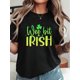 thumbnail image 1 of Women's "Wee Bit Irish" Lucky Charm T-Shirt | Cozy & Vintage-Inspired, Short Crew Neck in Beige with Green Shamrock Print Soft, Perfect for St. Patrick's Day Celebrations, 1 of 5