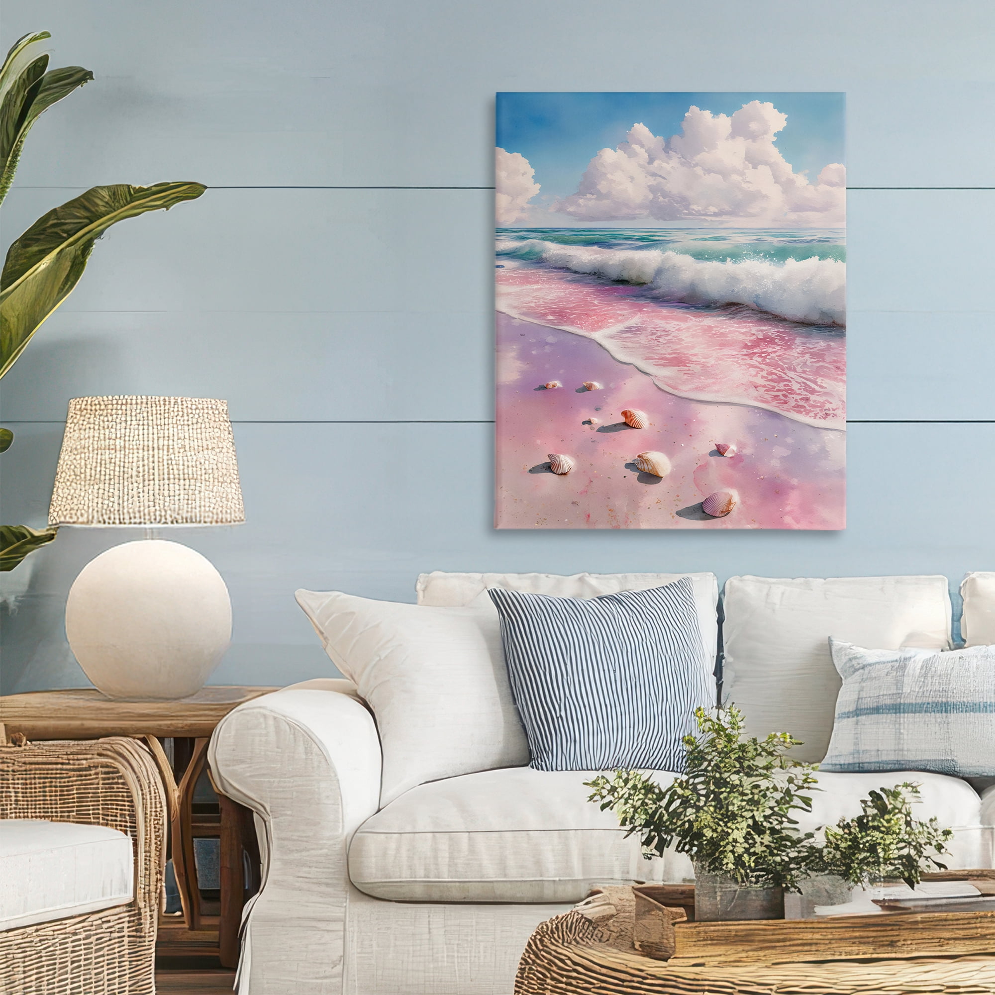 Stupell Industries Pink Sands with Scattered Shells Canvas Wall Art, design by Franklyn Gregory