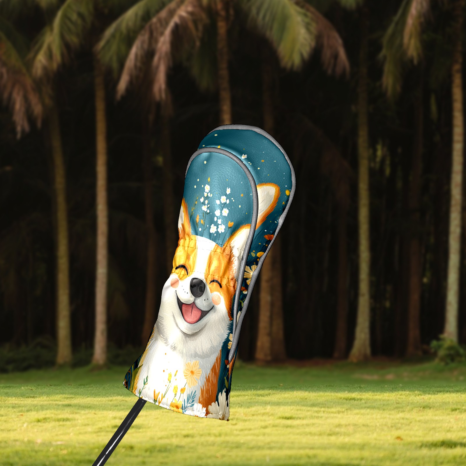 Golf Club Covers PU Leather Waterproof Head Covers for Fairway Woods Hybrids Cute Puppy