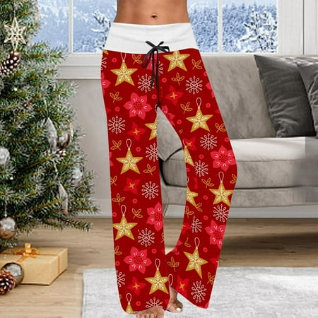 

Tawop Women S Christmas Pants Winter Plus Size Elastic Waist Wide Leg Sweatpants Xmas Elk Snowflake Loose Drawstring Pants Scrub Pants Womens Plus Size Clearance