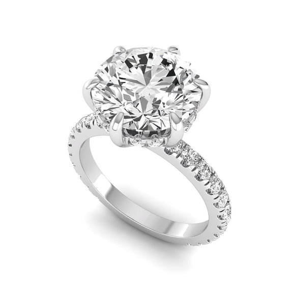 SHANTI JEWEL IGI Certified 4.75 Carat Round Lab Grown Diamond (4 Ct, F, VVS2) Hidden Halo 14K White Gold Wedding Engagement Ring For Womens 7 US