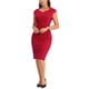 thumbnail image 2 of Vestido de tubo plisado para mujer Inspire Chic, vestido de trabajo 2XL rojo, 2 of 6