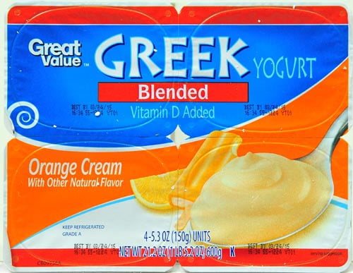 Great Value Greek Orange Cream Blended Yogurt, 5.3 oz, 4 ct