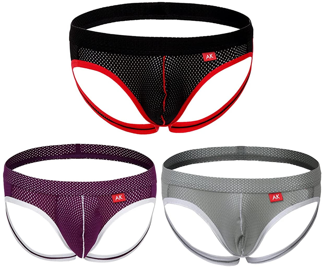 Arjen Kroos Men's Jockstrap Underwear 3 PCS Sexy Mesh Jock Strap