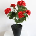 thumbnail image 4 of Artificial Flowers Geranium Bush Begonia Silk Flowers for Outdoor Indoor Artificial Plant Flowers for Patio Lawn Garden Decor (4PCS Red), 4 of 4