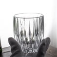 thumbnail image 3 of Tazas de vidrio talladas con rayas vintage, vasos transparentes sin plomo, 285/355 ml, 3 of 7