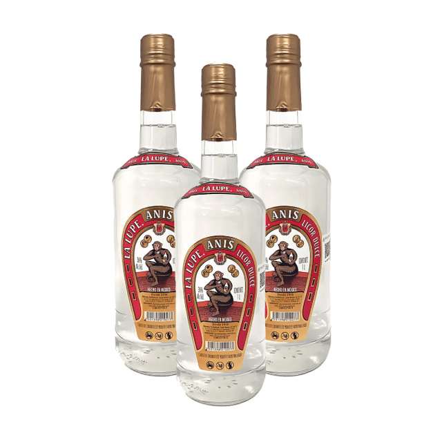 Tripack Licor Dulce Anis La Lupe 1 L. La Lupe Licor Dulce