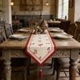 thumbnail image 2 of Chemin de Table Basse pour Salon Nappe à Franges Rouges et Chemin de Table Couverture Décorative pour Table Basse Meuble Tv et Comptoir Adapté pour Salle à Manger et Salon, 2 of 6