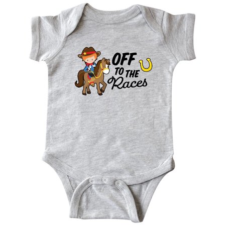 

Inktastic Off To The Races with Cowboy on Horse Gift Baby Boy Bodysuit