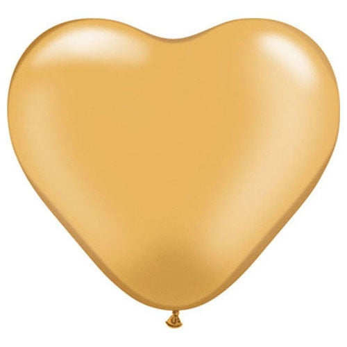 6 inch Qualatex Hearts - Gold Latex Balloons (10 Pack) - Party Supplies Decorations