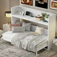 thumbnail image 2 of Euroco Wood Twin XL Murphy Bed with Desk and LED Light, Storage Wall Bed with USB Charging Station, 2 of 12