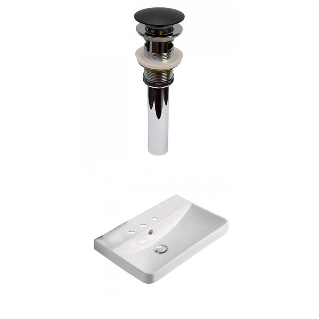 American Imaginations 19.88-in. W 3H8-in. Ceramic Top Set In White Color - Overflow Drain Incl. AI-30739