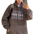 thumbnail image 2 of Sudadera con capucha con dibujo para hombre, moda de otoño, informal, con estampado de letras, suéter holgado con capucha para hombre, camisas para viajes de trabajo diarios, 2 of 8