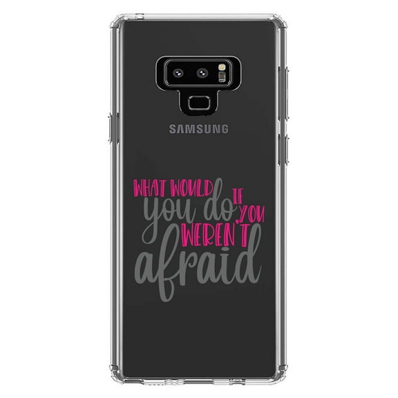 DistinctInk Clear Shockproof Hybrid Case for Samsung Galaxy Note 9 - TPU Bumper Acrylic Back Tempered Glass Screen Protector - What Would You Do If You Weren't Afraid