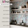thumbnail image 5 of S4Sassy Multi-Color Palm Leaf Wallpaper- Blue Tropical Wall Covering,25"x360" Self-Adhesive Textured Vinyl Wallpaper, Wall Wrap, Easy DIY Decor For Bedroom, Living Room, Living Space, 5 of 8