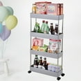 thumbnail image 5 of 4-Tier Slim Storage Cart,Bathroom Storage Organizer,Slim Rolling Cart,Slide Out Storage Cart with Wheel,Mobile Shelving Unit for Bathroom Kitchen Bedroom Laundry Narrow Places (Grey), 5 of 5