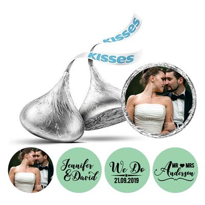 Darling Souvenir Custom Photo Wedding Stickers Candy Chocolate Labels 190 Pcs-Mint