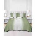 thumbnail image 2 of Quilts Twin-XL Size Bedding Set, Sage Green Striped Lightweight Quilted Comforter, Green White Ombre Farmhouse Gradient Soft Reversible Bedspread Coverlet with Pillow Covers for All Season, 68" x 98", 2 of 7