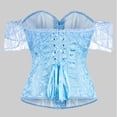 thumbnail image 4 of Women's Off-the-Shoulder Corset Top Ruffle Sleeve Sweetheart Neck Bustier Vintage Overbust Corset with Front Hook S, 4 of 5