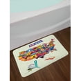 thumbnail image 2 of Wanderlust Bath Mat, US Map Seashore and Sunflowers Tourist Attractions Jersey Cow Milk Corn Field, Non-Slip Plush Mat Bathroom Kitchen Laundry Room Decor, 29.5 X 17.5 Inches, Multicolor, Ambesonne, 2 of 2