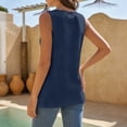 thumbnail image 5 of Linen Tank Tops for Women Summer 2026 Lace V Neck Sleeveless T Shirts Beach Boho Tops Casual Blouses,Navy ,L, 5 of 6